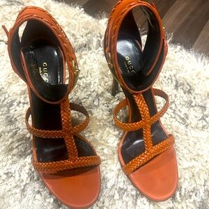 Gucci Women's Orange Braided Sandals